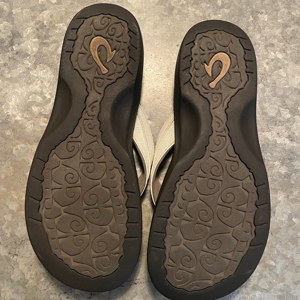 OluKai Womens Ohana Flip Flop Thong Sandals Sz 9 White Black Comfort 20110-4R40 - Picture 5 of 9
